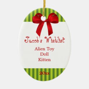 Green and Red Custom Wishlist Ornament
