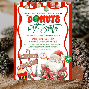 Green and Red Doughnuts with Santa Invitation