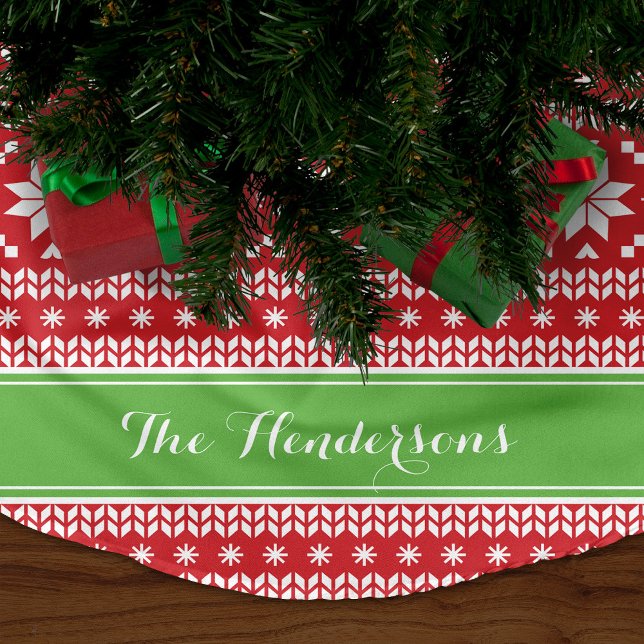 Green and Red Fair Isle Monogram Brushed Polyester Tree Skirt (Creator Uploaded)