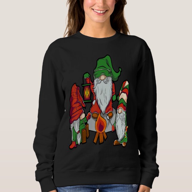 Green And Red Festive Christmas Scandinavian Gnome Sweatshirt (Front)