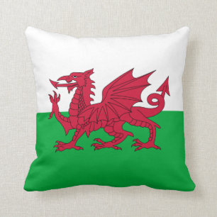 Green and Red Flag of Wales with Dragon Cushion