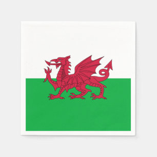 Green and Red Flag of Wales with Dragon Napkin
