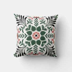 Green and Red Folk Art Christmas  Cushion