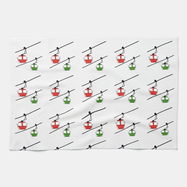Green and red gondolas kitchen towel (Horizontal)