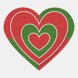 Green and Red Heart Sticker