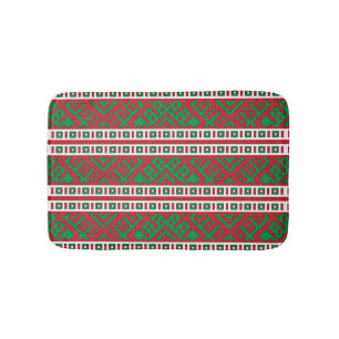 Green and red Latvian Latgale Ethnic Folk art Bath Mat