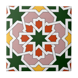 Green and red Moroccan tile mosaic 01 in