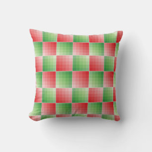 Green and red ombre checks cushion