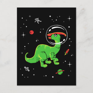 Green And Red Parasaurolophus Dinos In Space Postcard