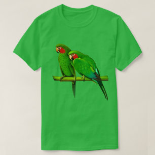 Green and Red Parrot Couple T-Shirt