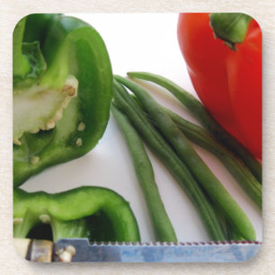 Green and Red Peppers with Beans Coaster