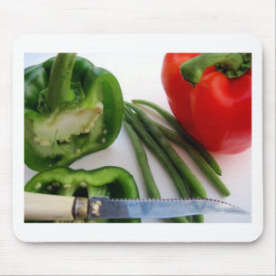 Green and Red Peppers with Beans Mouse Pad