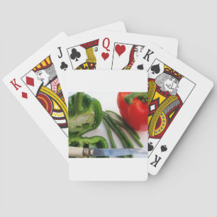 Green and Red Peppers with Beans Playing Cards