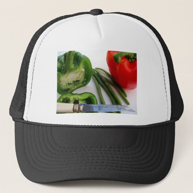 Green and Red Peppers with Beans Trucker Hat (Front)