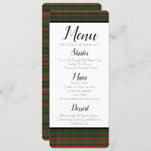 Green and Red Plaid Menu Invitation