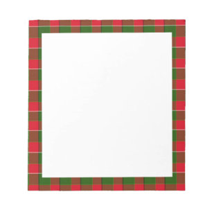 Green And Red Plaid Pattern Notepad