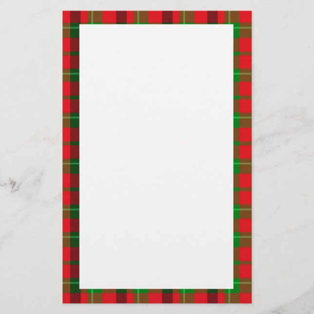 Green And Red Plaid Pattern Stationery (Front)