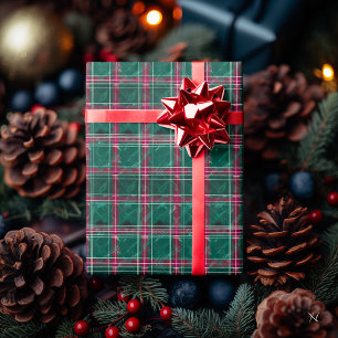 Green and Red Plaid Pattern – Traditional Holiday  Wrapping Paper