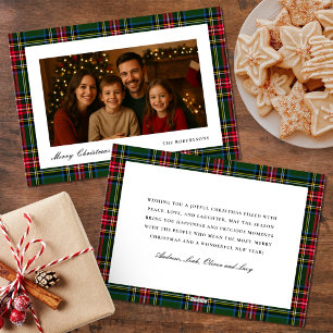 Green and Red Plaid Photo Holiday Card