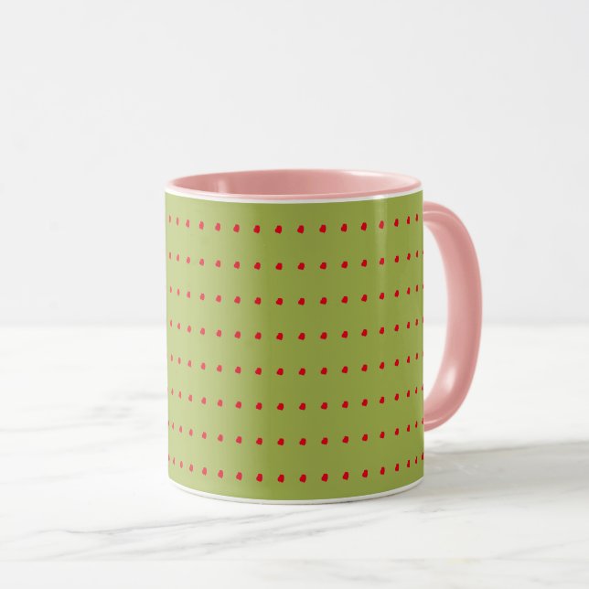 Green and Red Polka Dots Pattern Mug (Front Right)