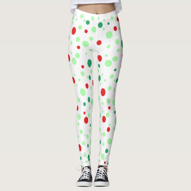 Green and Red Polka Dotted Leggings (Front)