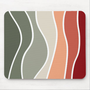 Green and red retro style waves design mouse pad