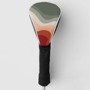 Green and red retro style waves golf head cover