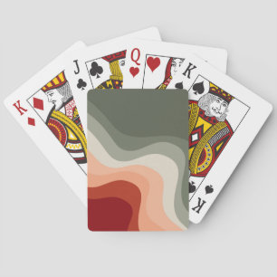 Green and red retro style waves playing cards