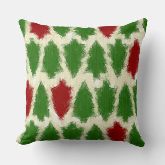 Green And Red Rustic Christmas Tree Pattern Cushion