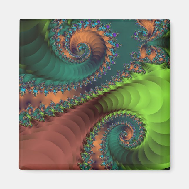 Green and Red Spiral Staircases Magnet (Front)