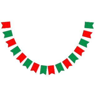 Green and Red Stars Bunting Banner