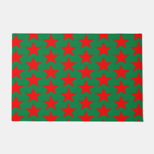 Green And Red Stars Pattern Doormat