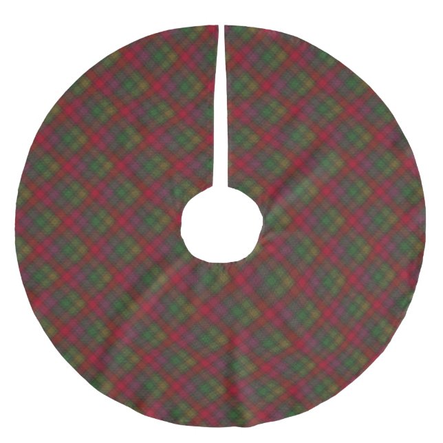 Green and red, tartan brushed polyester tree skirt (Front)