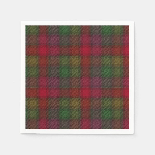Green and red, tartan napkin (Front)