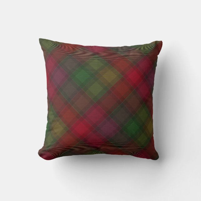 Green and red tartan. throw pillow (Front)
