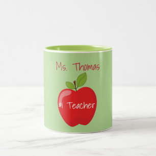 Green and Red Teacher Apple Two-Tone Coffee Mug