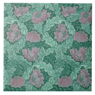 Green and Red Wreath Pattern (by William Morris) Ceramic Tile