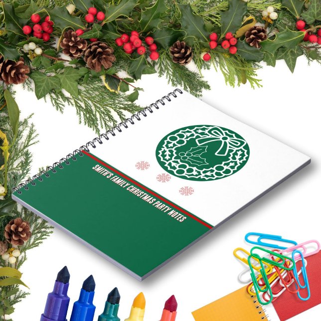 green and red Xmas wreath and holly berry  Notebook (Creator Uploaded)