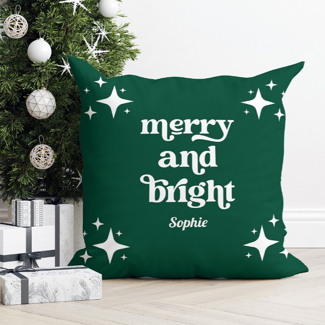 Green and Retro Stars | Merry and Bright Christmas Cushion (Creator Uploaded)