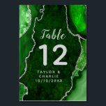 Green and Silver Agate Marble Wedding Table Number<br><div class="desc">This elegant and glamourous table number wedding sign features a green agate marble background with faux silver glitter accents. The text combines handwritten script and modern sans serif fonts for a classy and sophisticated look. This will be perfect for autumn fall and winter weddings.</div>