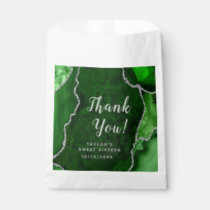 Green and Silver Agate Sweet Sixteen Thank You Favour Bag