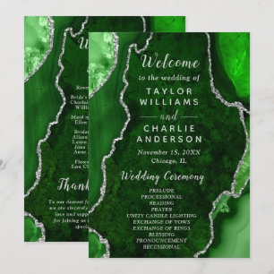 Green and Silver Agate Wedding Program