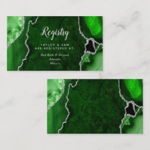Green and Silver Agate Wedding Registry Enclosure Card
