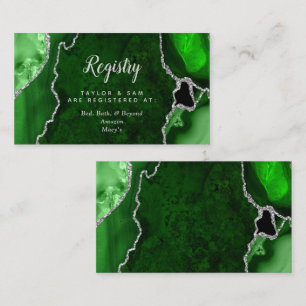 Green and Silver Agate Wedding Registry Enclosure Card
