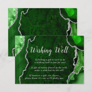 Green and Silver Agate Wedding Wishing Well Enclosure Card