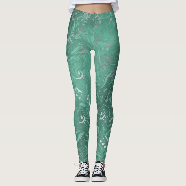 green and silver coloured leggings elegant notes (Front)
