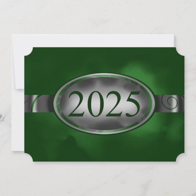 Green and Silver Floral Button 2025 Card (Front)