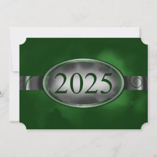 Green and Silver Floral Button 2025 Card
