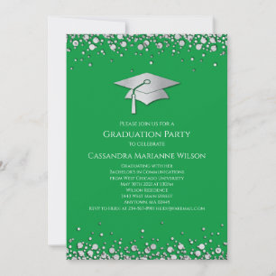 Green and Silver Graduation Invitation