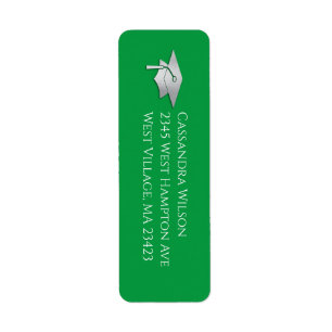 Green and Silver Graduation Return Address Label